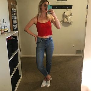 Red Topshop shirt (size 4)